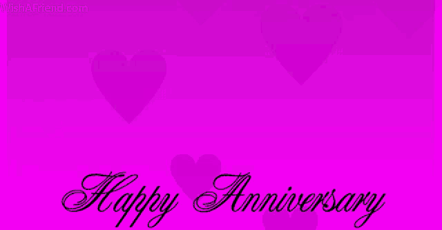 a pink background with hearts and the words happy anniversary on it