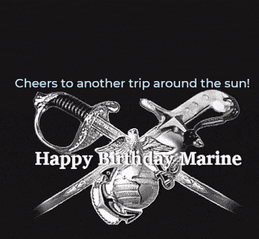 a happy birthday marine greeting card with fireworks