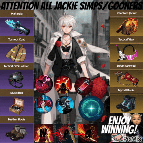 an advertisement for a video game called attention all jackie simps / cooners