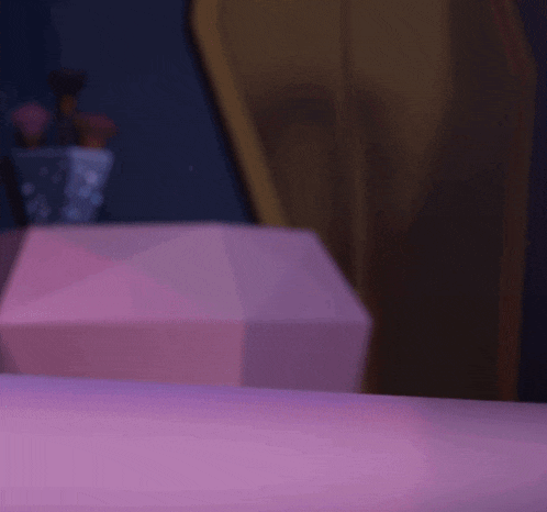 a butterfly is flying over a table with a purple light behind it