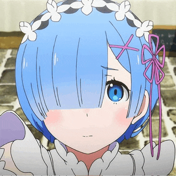 a girl with blue hair has a flower in her hair