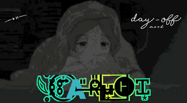 a pixel art of a girl with the words day off mood
