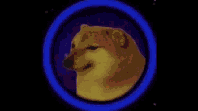 a blue circle with a yellow explosion in the middle