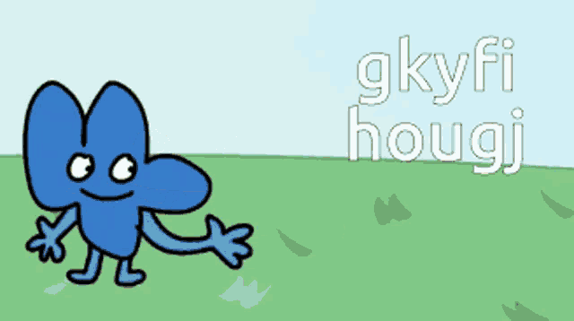 a cartoon drawing of a lightning bolt a bubble and a cloud with the words gkyfi hougj on the bottom