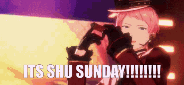 a cartoon character with the words its shu sunday written on the bottom