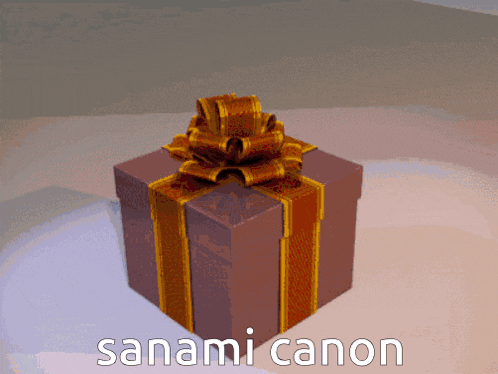 a gift box with a bow and the word sanami canon written on it