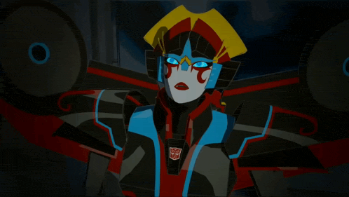 a cartoon character with a transformers logo on his chest