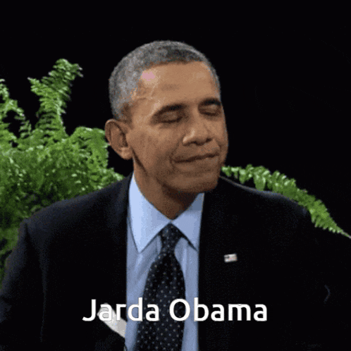a man in a suit and tie with the name jarda obama written on the bottom