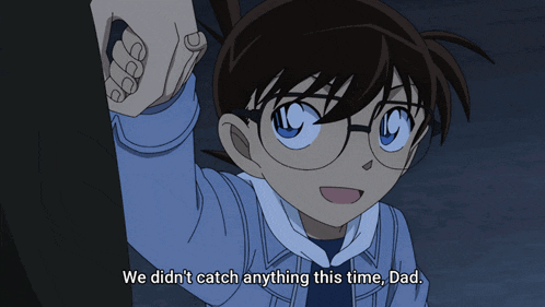 a boy with glasses is holding someone 's hand and says " we didn 't catch anything this time dad "