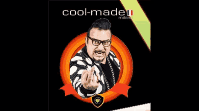 a man giving the middle finger is on a poster for cool-madeu