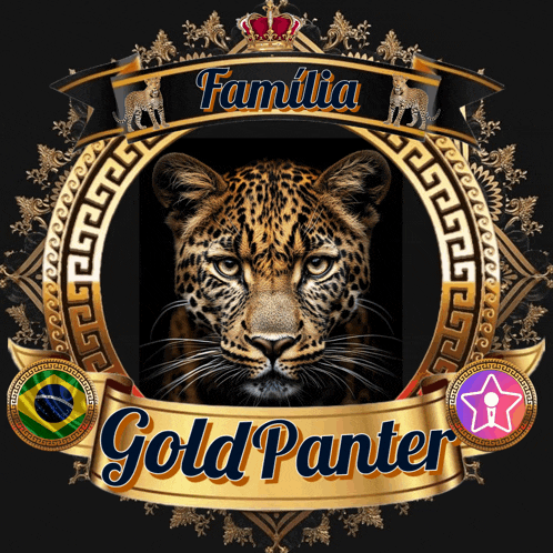 a picture of a leopard with the words familia gold panter