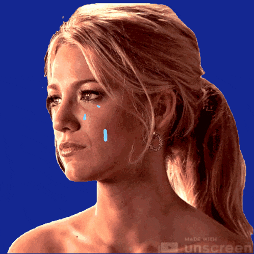 a woman is crying with tears coming out of her eyes made with unscreen