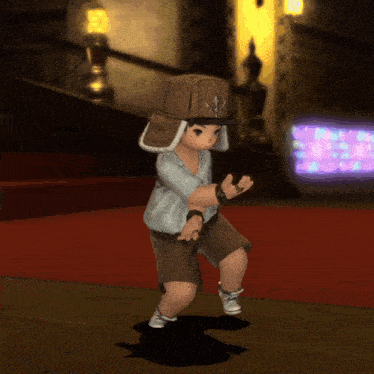 a boy in a white shirt and brown shorts is dancing