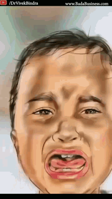 a drawing of a child making a funny face with the website www.badabusiness.com in the corner