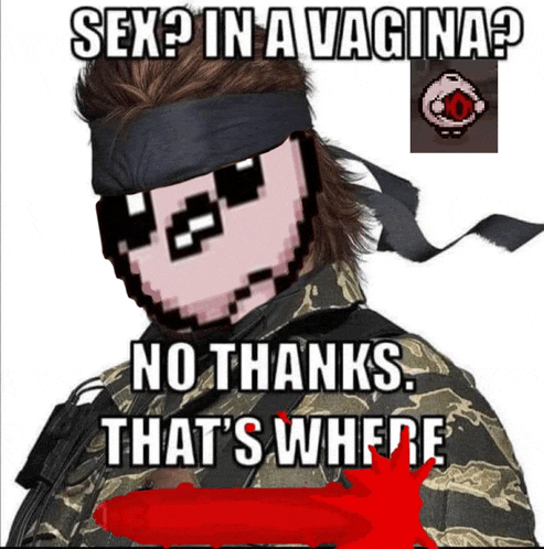 a man with a bandana on his head says sex in a vagina and no thanks that 's where