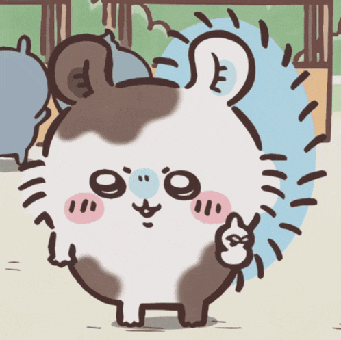 a cartoon drawing of a cat with a thumbs up