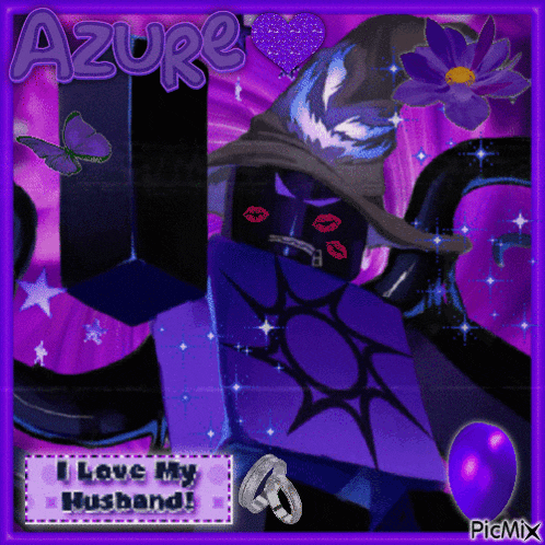 a picture of a purple wizard with the word azure above him