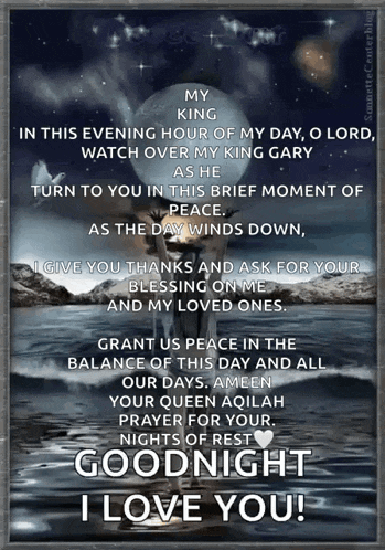 a goodnight message with a picture of a wolf on it