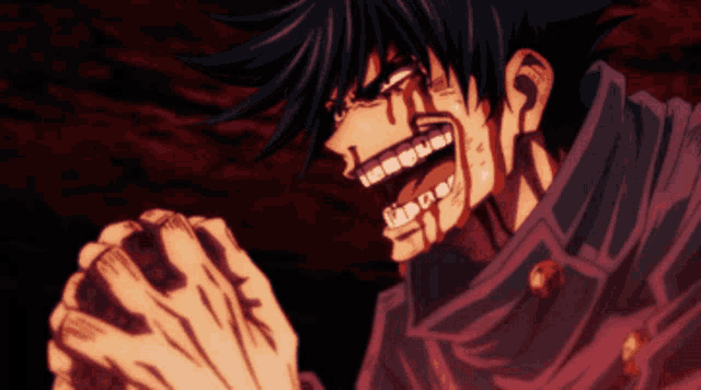 a cartoon character with blood coming out of his mouth and teeth