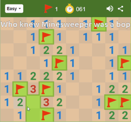 a game called who knew minesweeper was a bop is being played