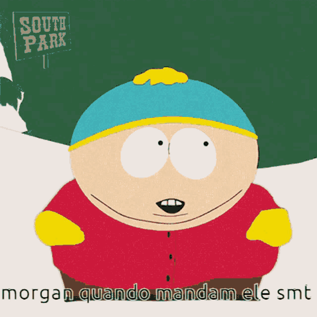 a cartoon character with a sign that says south park