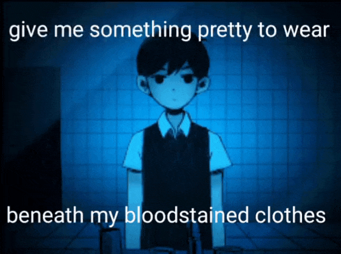 a picture of a boy with the words " give me something pretty to wear beneath my bloodstained clothes " below him