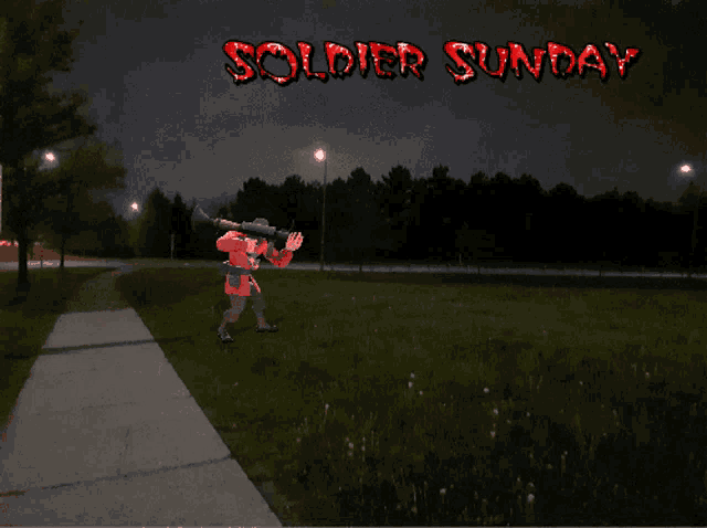 a poster for soldier sunday with a soldier holding a gun