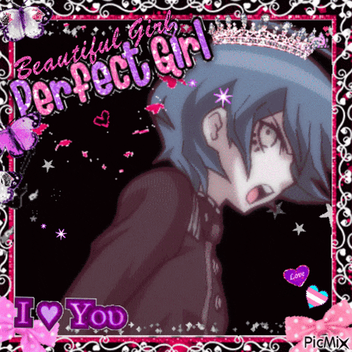 a picture of a girl with a crown on her head and the words perfect girl i love you