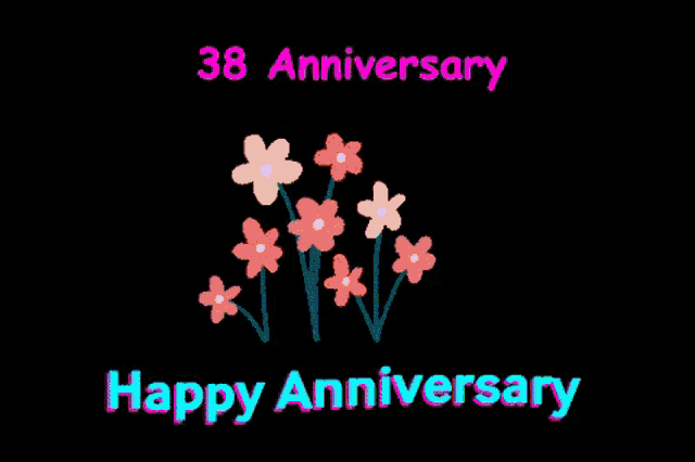 a happy 38th anniversary greeting card with flowers