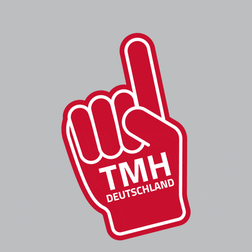 a red foam finger with tmh deutschland on it