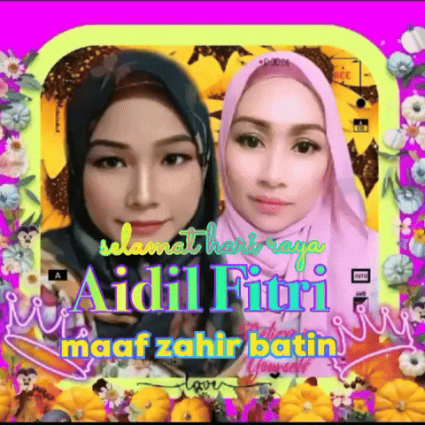a picture of two women with the words selamat hari raya aidil fitri