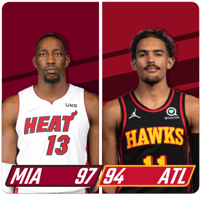 two basketball players from the heat and hawks are standing next to each other