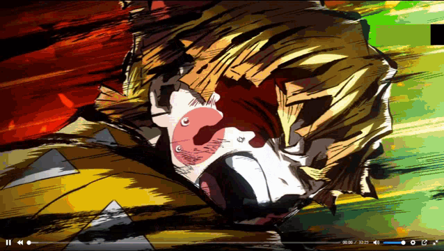 a cartoon of a man with blood coming out of his mouth is being played