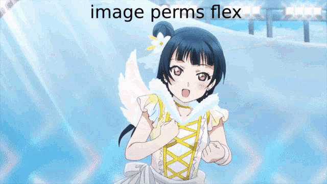 a picture of a girl with the words image perms flex