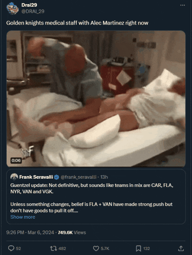 a twitter post shows a man in a hospital bed