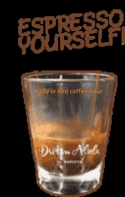 a shot glass with the words espresso yourself on it