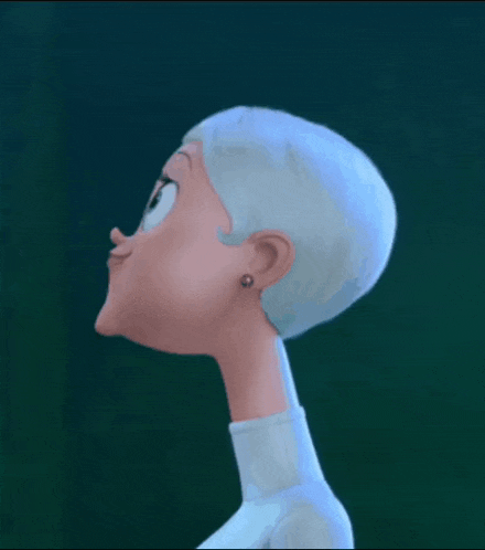 a cartoon character with short white hair is giving a high five to another character