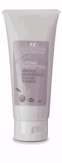 a white tube with a label that says " crema protettiva "