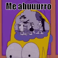a cartoon of homer simpson with the words me abuuorro written on it