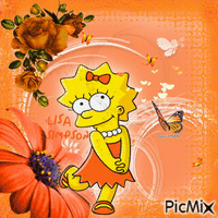 Lisa Simpson In Orange Butterflies GIF - Lisa Simpson In Orange Butterflies Hearts GIFs