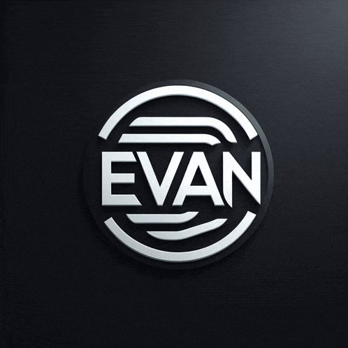 the name evan is on a black background