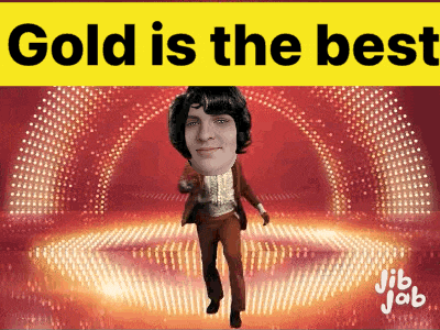a poster that says gold is the best with a man dancing