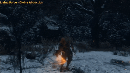 a screenshot of a video game with the words living force divine abduction at the top