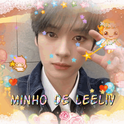 a picture of a boy with the name minho de leeliv