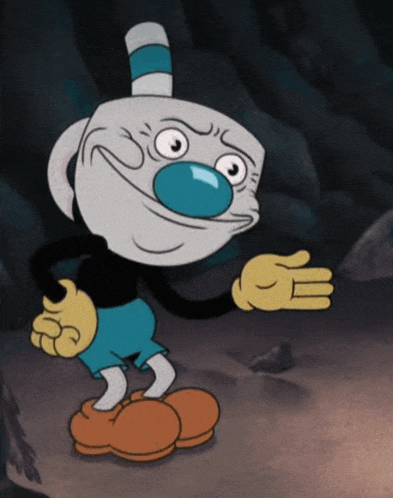 a cartoon character with a blue nose and a white top hat
