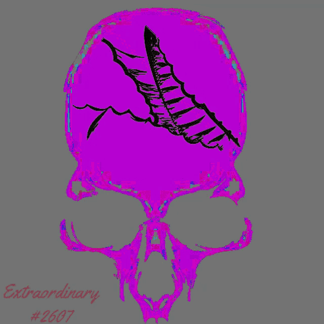 a purple skull with the words extraordinary # 2607 below it