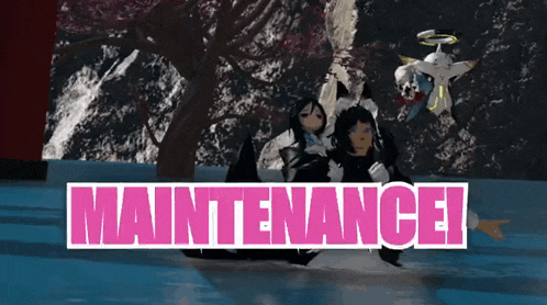 maintenance is written in pink on the bottom of a picture