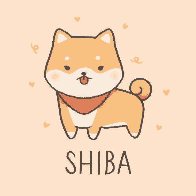 a cartoon drawing of a shiba inu dog