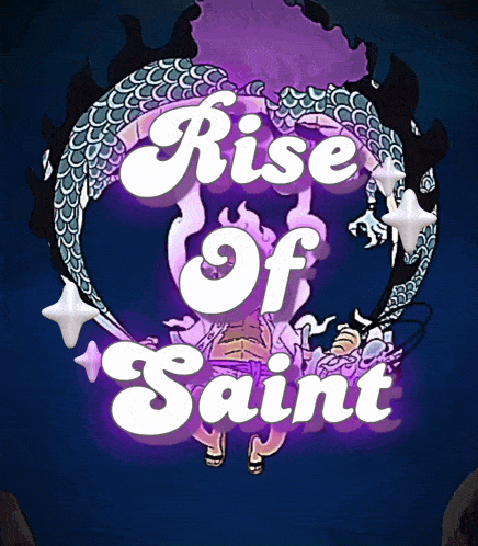 a poster that says rise of saint with a purple background