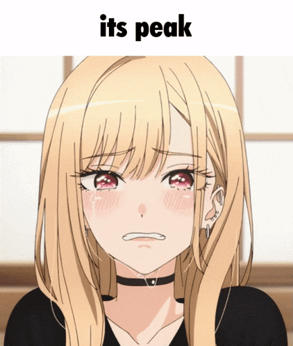 a picture of a girl crying with the words its peak below her